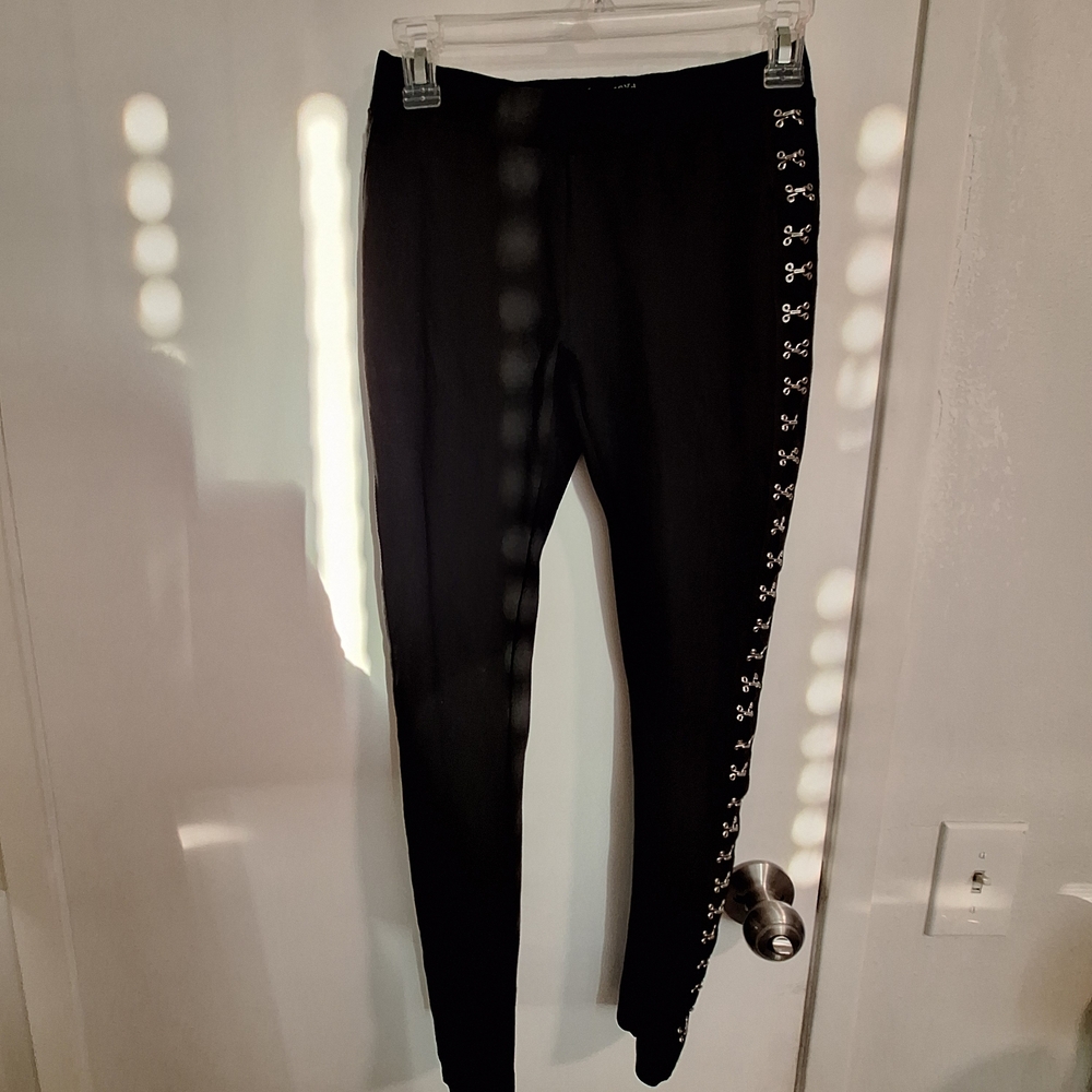 Black Leggings with Silver Accents